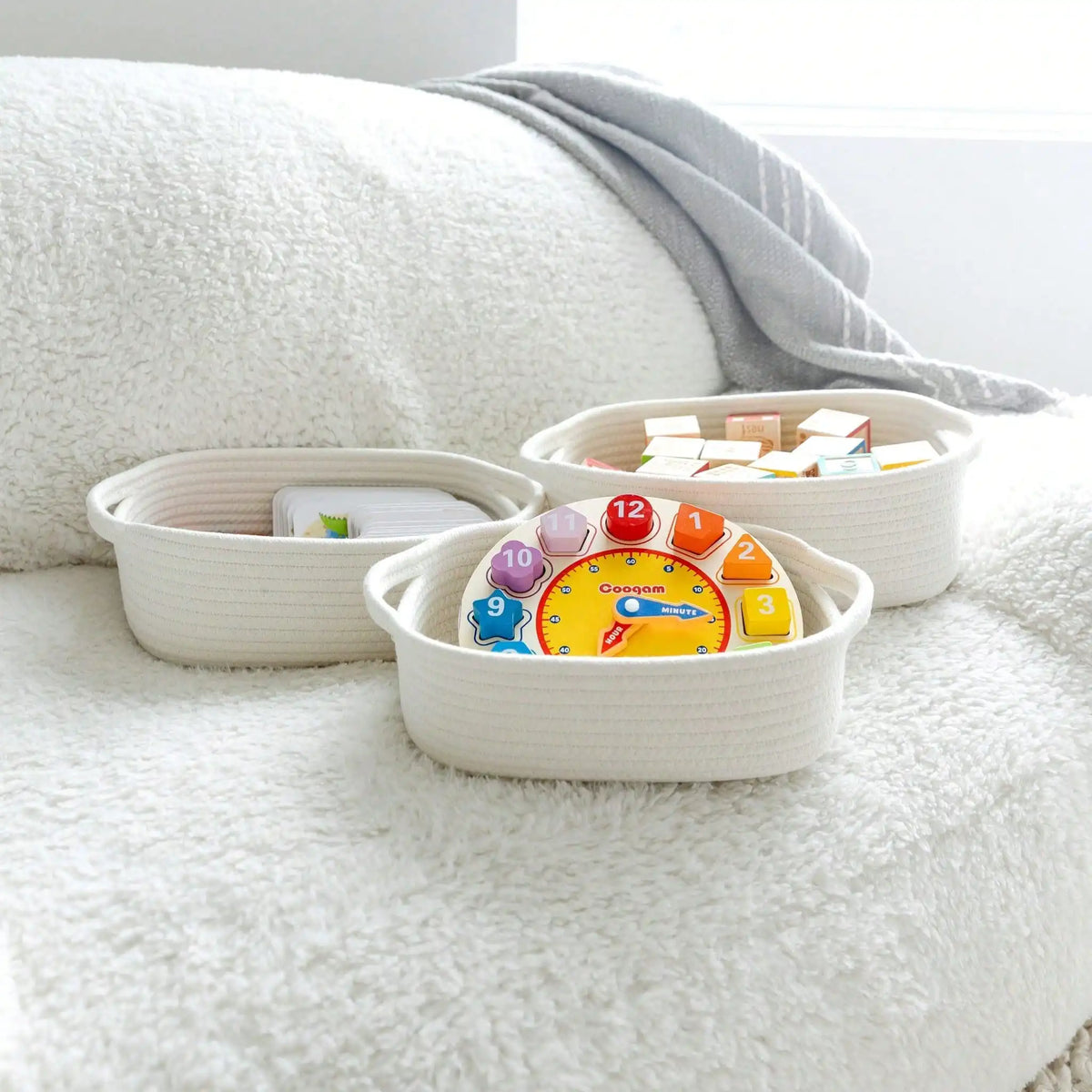 Natural Cotton Rope Storage Baskets Woven Home Decor Organizer Bins