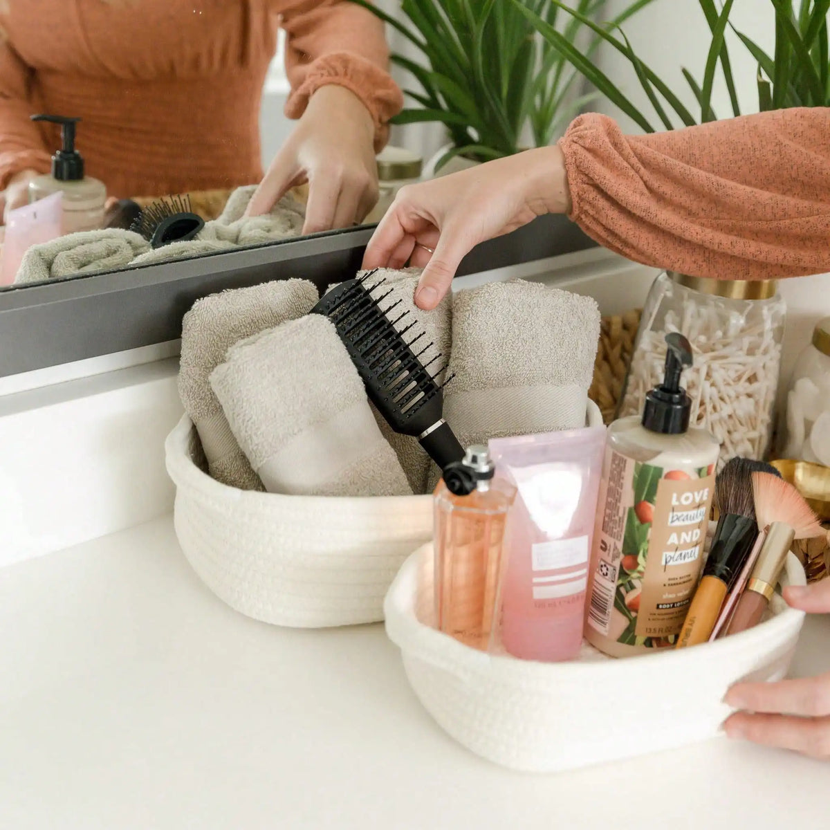 Natural Cotton Rope Storage Baskets Woven Home Decor Organizer Bins