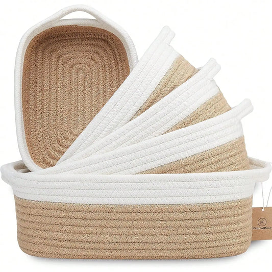 Natural Cotton Rope Storage Baskets Woven Home Decor Organizer Bins