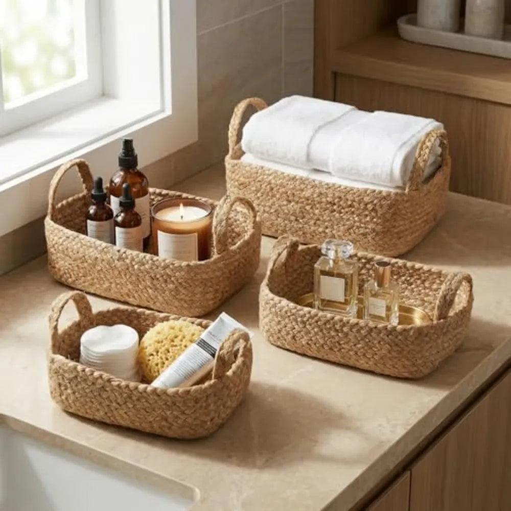 Natural Jute Rope Storage Basket Set For Home Organization