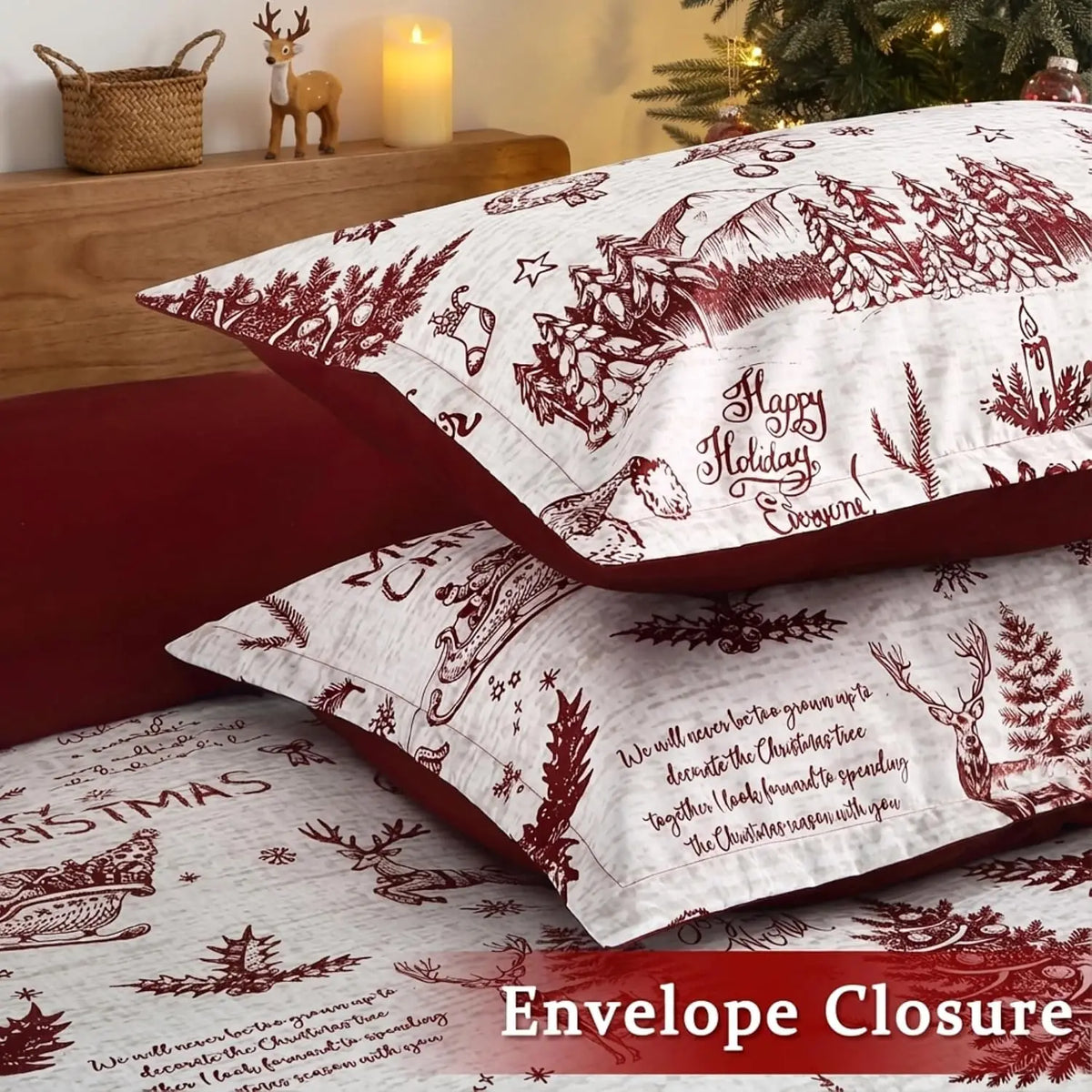 Christmas Holiday Duvet Cover Soft Cotton Blend Bedding Set