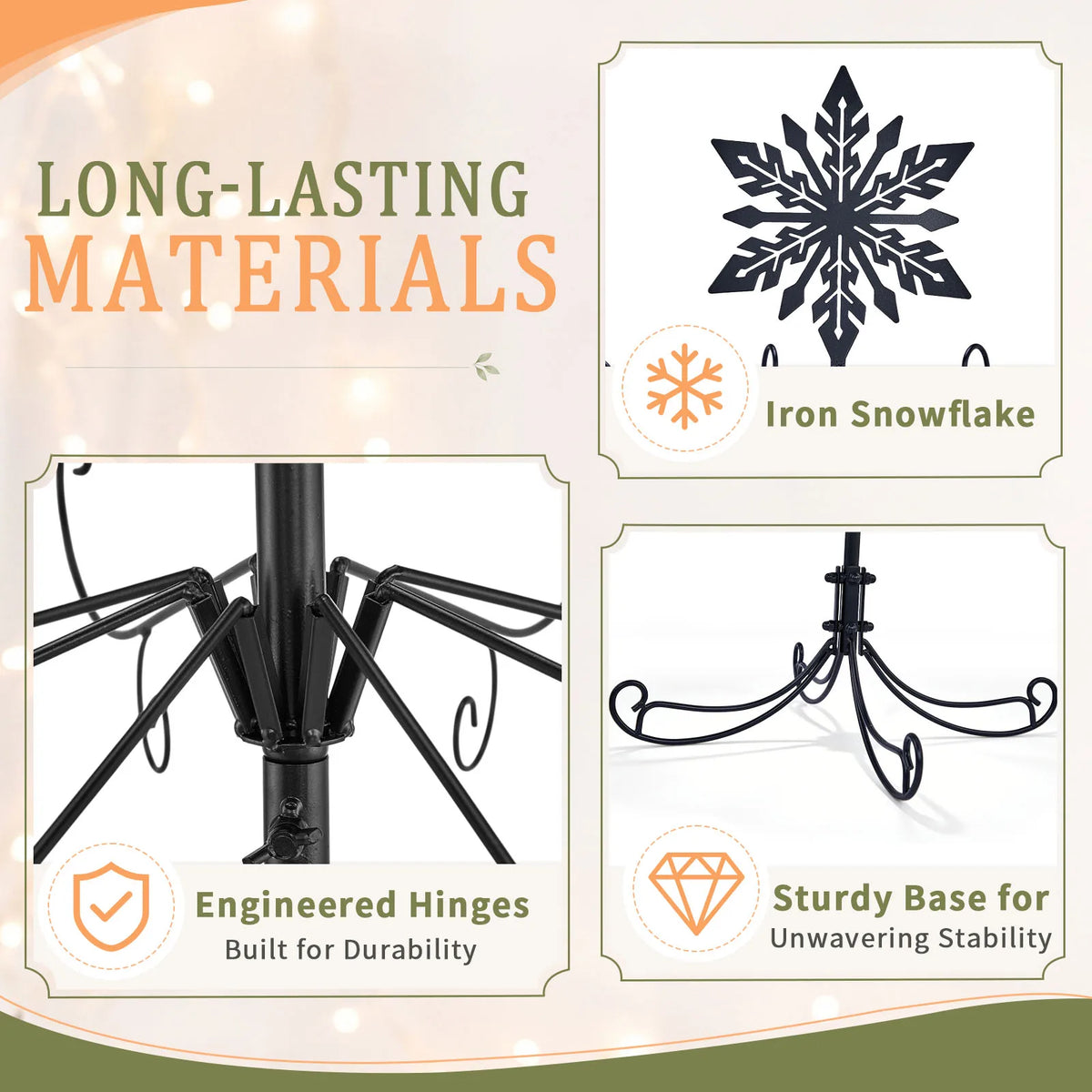 Wrought Iron Christmas Tree With Snowflake Top Display Ornament