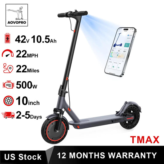 AOVOPRO TMAX 500W Smart Folding Electric Scooter App Control