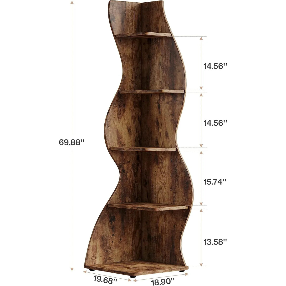 Modern Wavy Corner Shelf And Curved Display Bookcase