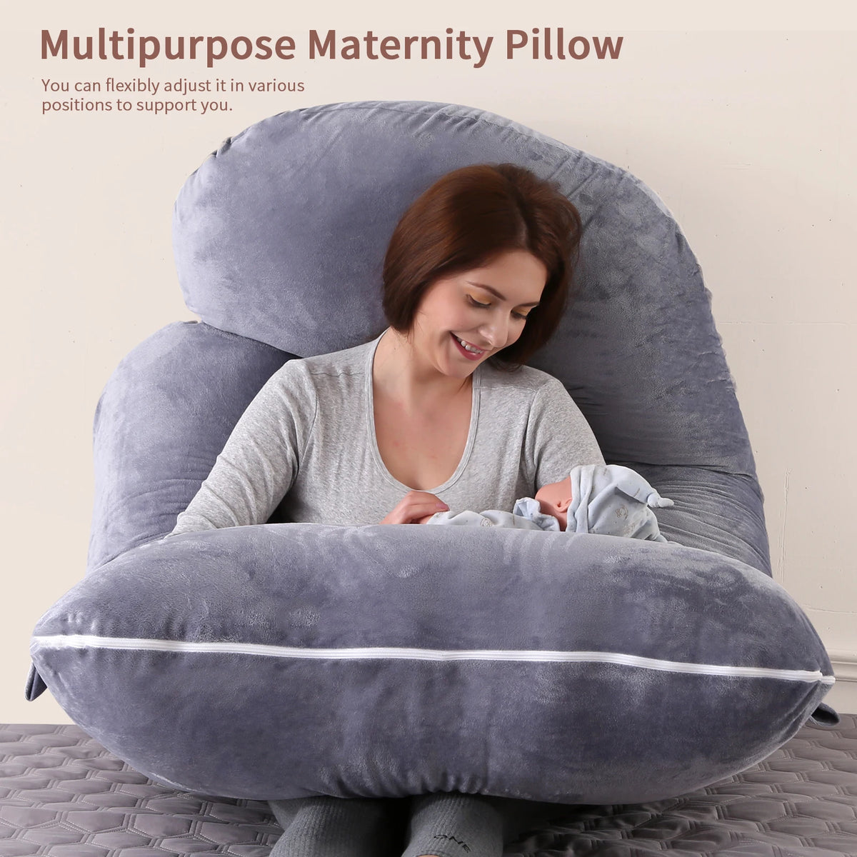 Premium G Shaped Full Body Maternity Pillow With Memory Foam