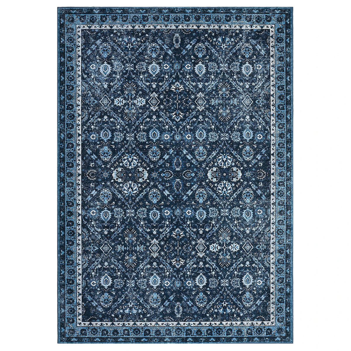 Machine Washable Moroccan Trellis Rug Non Slip Geometric Vintage Carpet