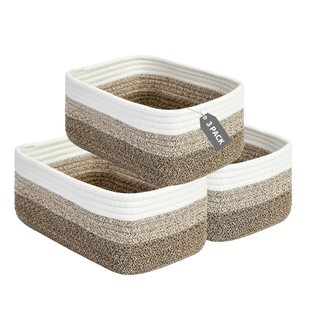 HiMISS Cotton Rope Woven Rectangular Organizer Storage Bins