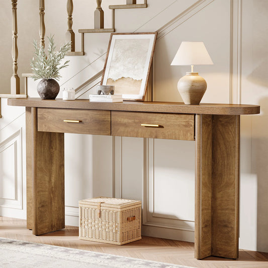 Tribesigns Wooden Console Table With Storage Drawers For Entryway