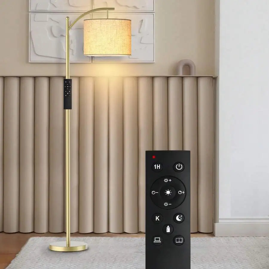 Contemporary Arched Floor Lamp With Remote Control And Included Bulb