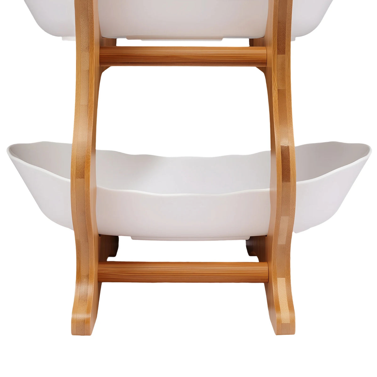 Three Tier Bamboo Kitchen Storage Rack With Ceramic Serving Bowls