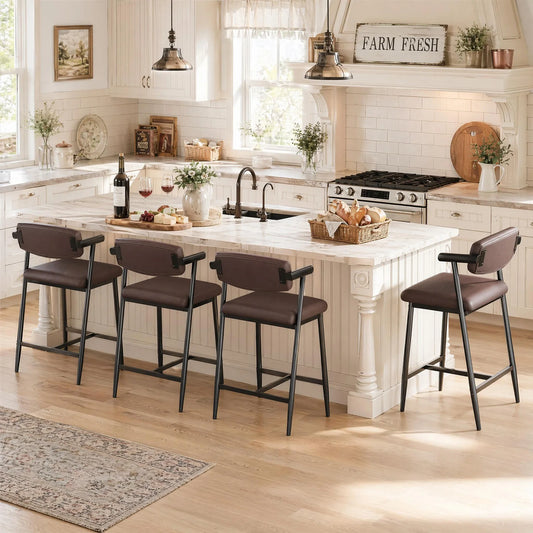 HiMISS Counter Height Bar Stools Set With Arms And Footrest