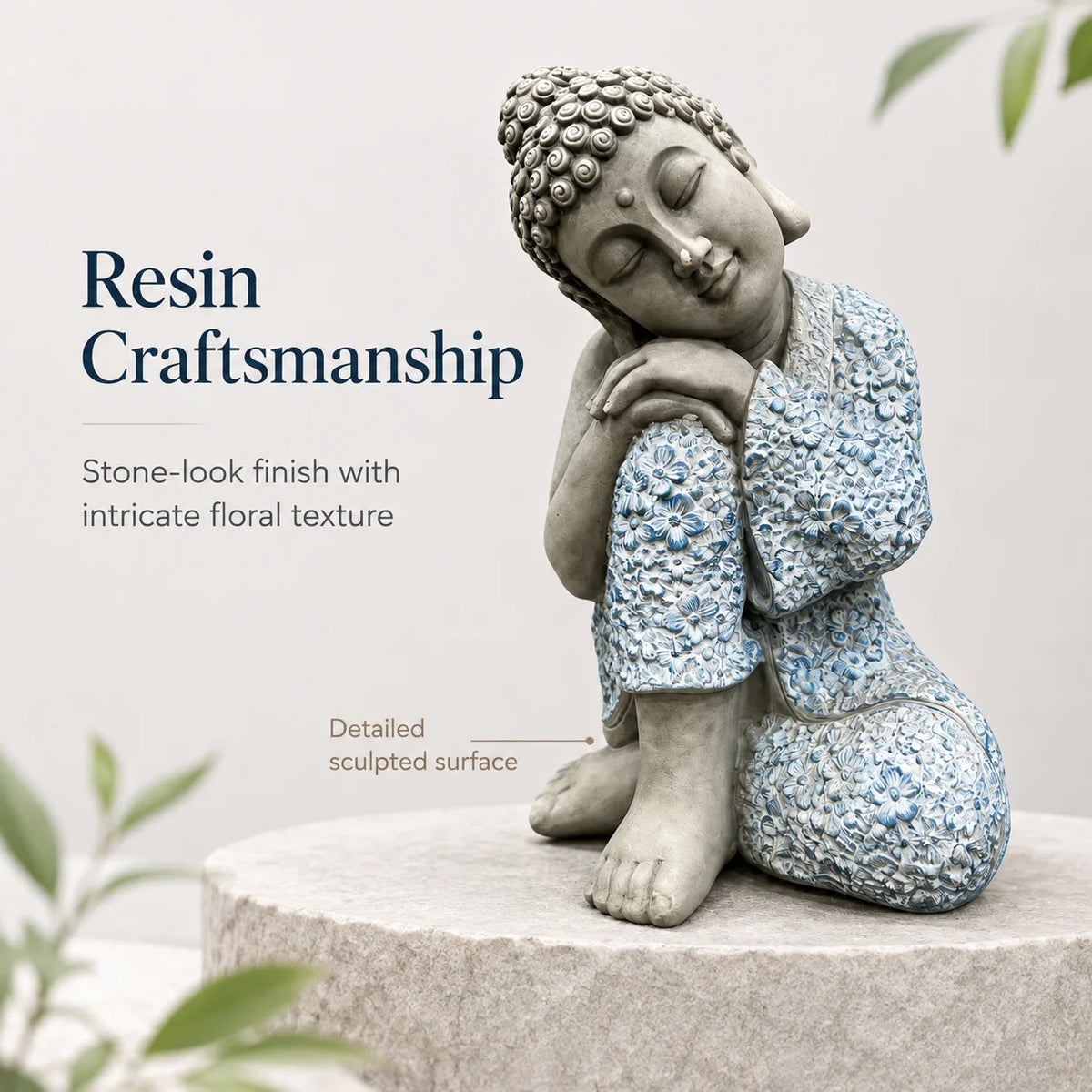 Sleeping Buddha Resin Garden Sculpture For Zen Decor Ornament