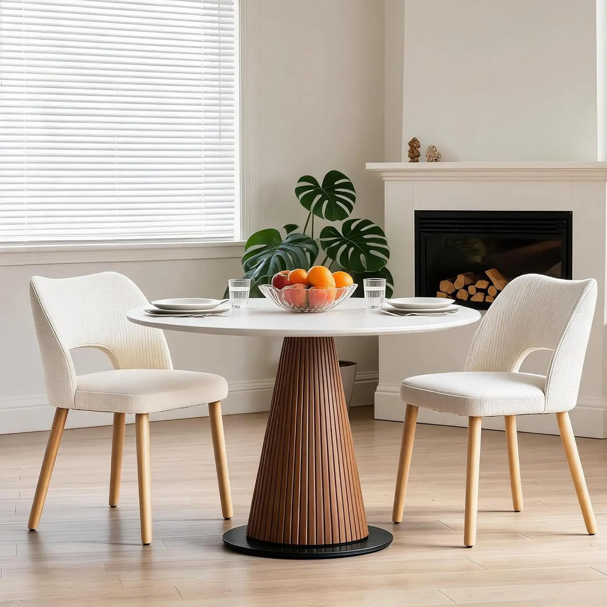 HiMiss Modern Upholstered Dining Chairs With Wooden Legs