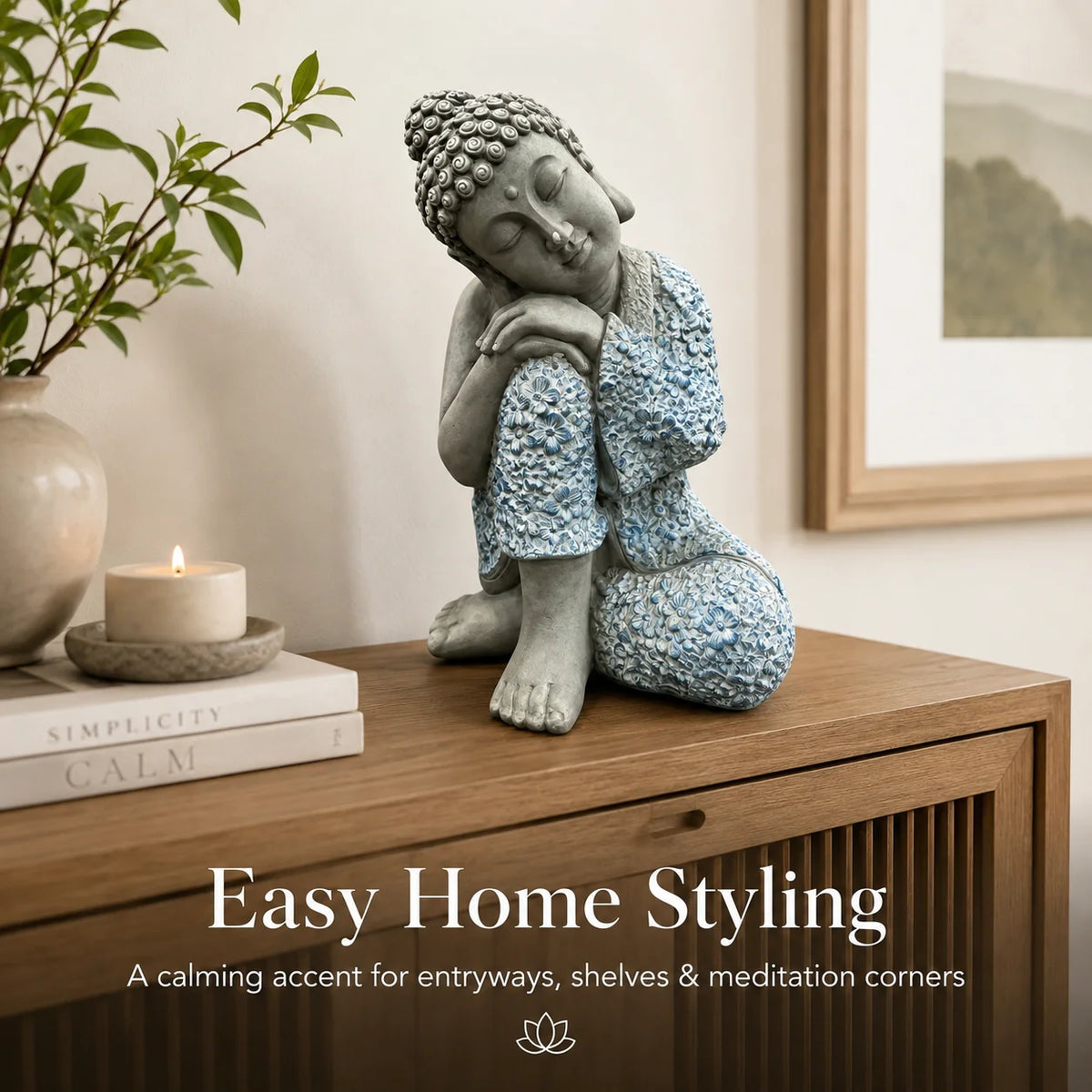 Sleeping Buddha Resin Garden Sculpture For Zen Decor Ornament