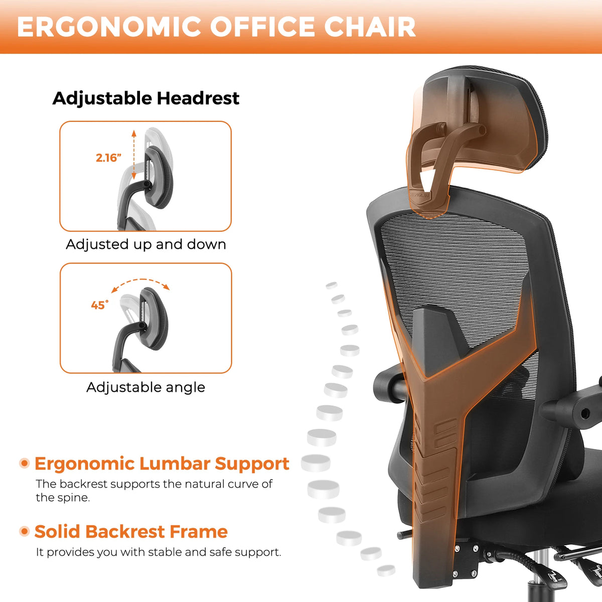 MCQ High Back Ergonomic Reclining Office Chair With Lumbar Support