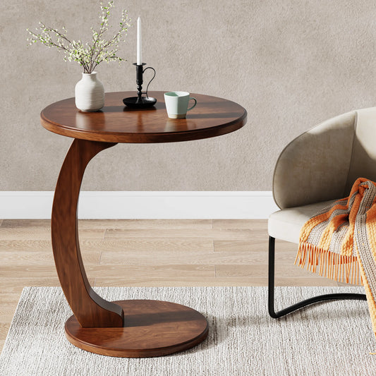 Tribesigns Round Wooden End Table For Living Room Decor