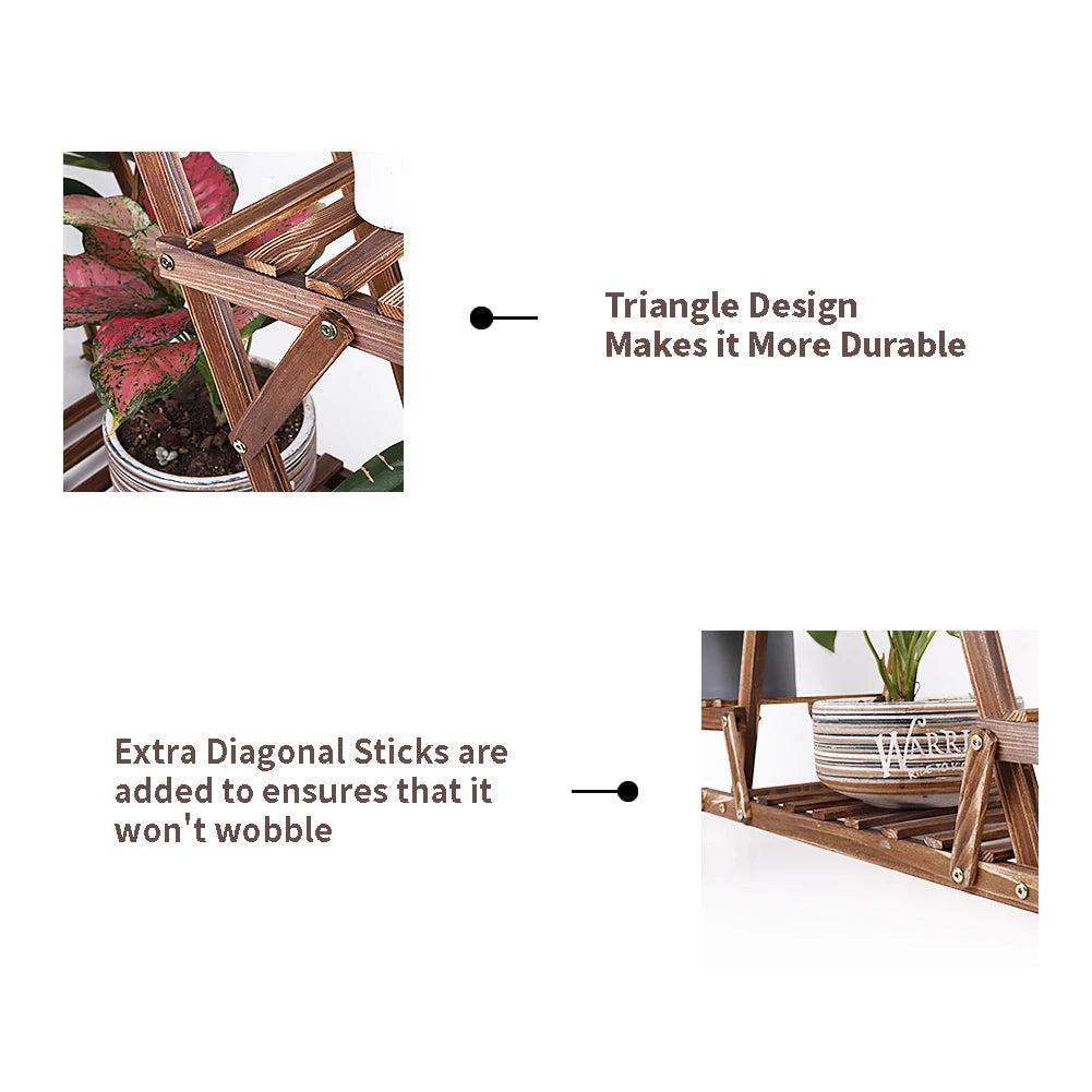 Six Tiered Corner Wood Plant Stand With Display Shelf Rack