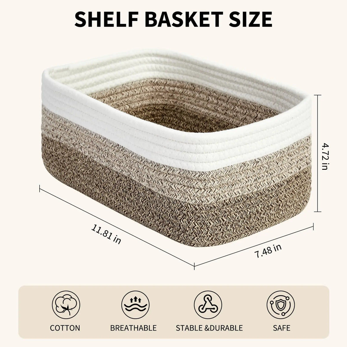 HiMISS Cotton Rope Woven Rectangular Organizer Storage Bins