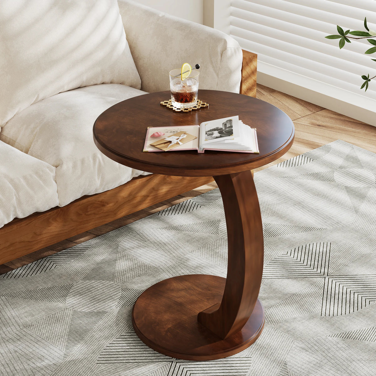 Tribesigns Round Wooden End Table For Living Room Decor