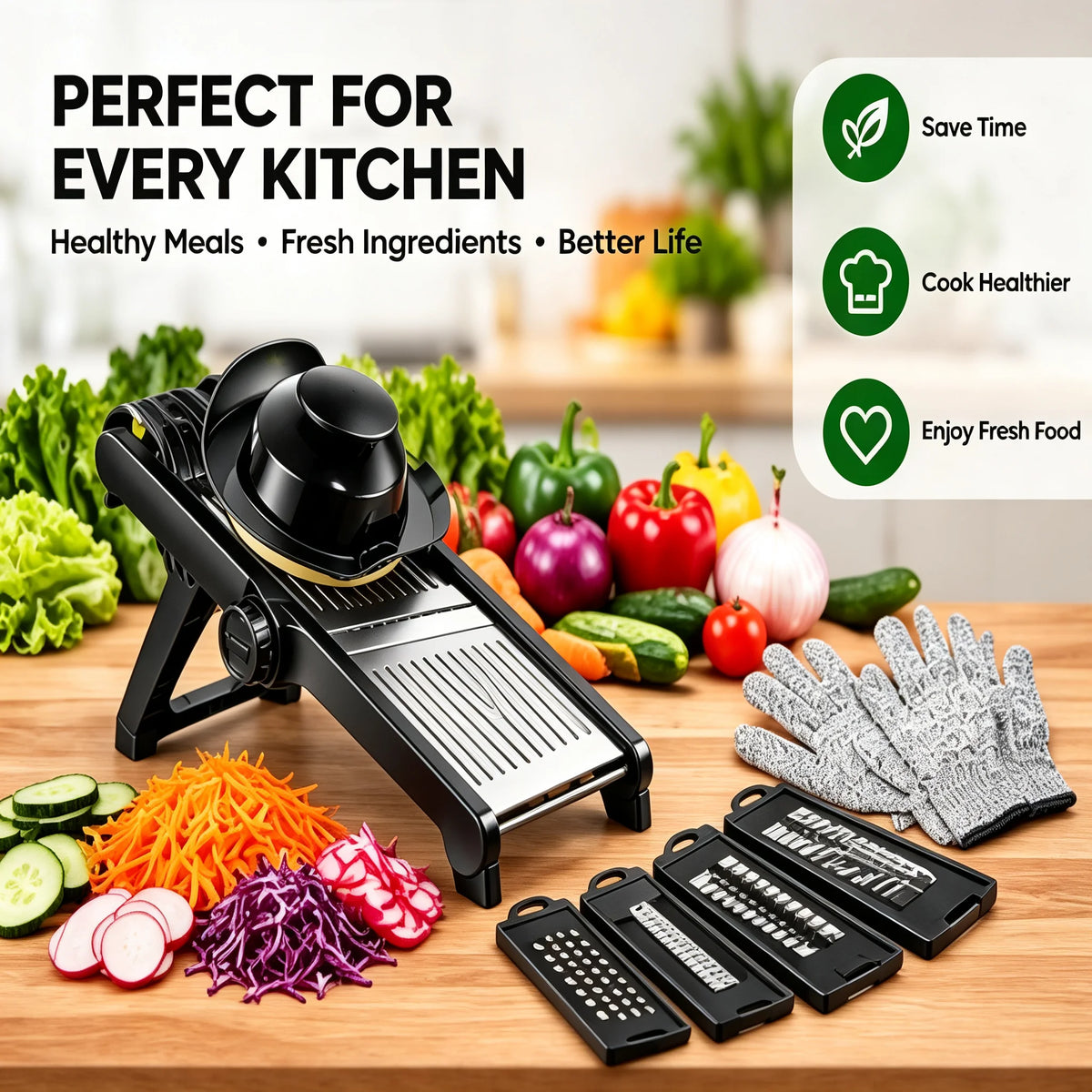 Upwork Adjustable Vegetable Mandoline Slicer With Safety Hand Guard