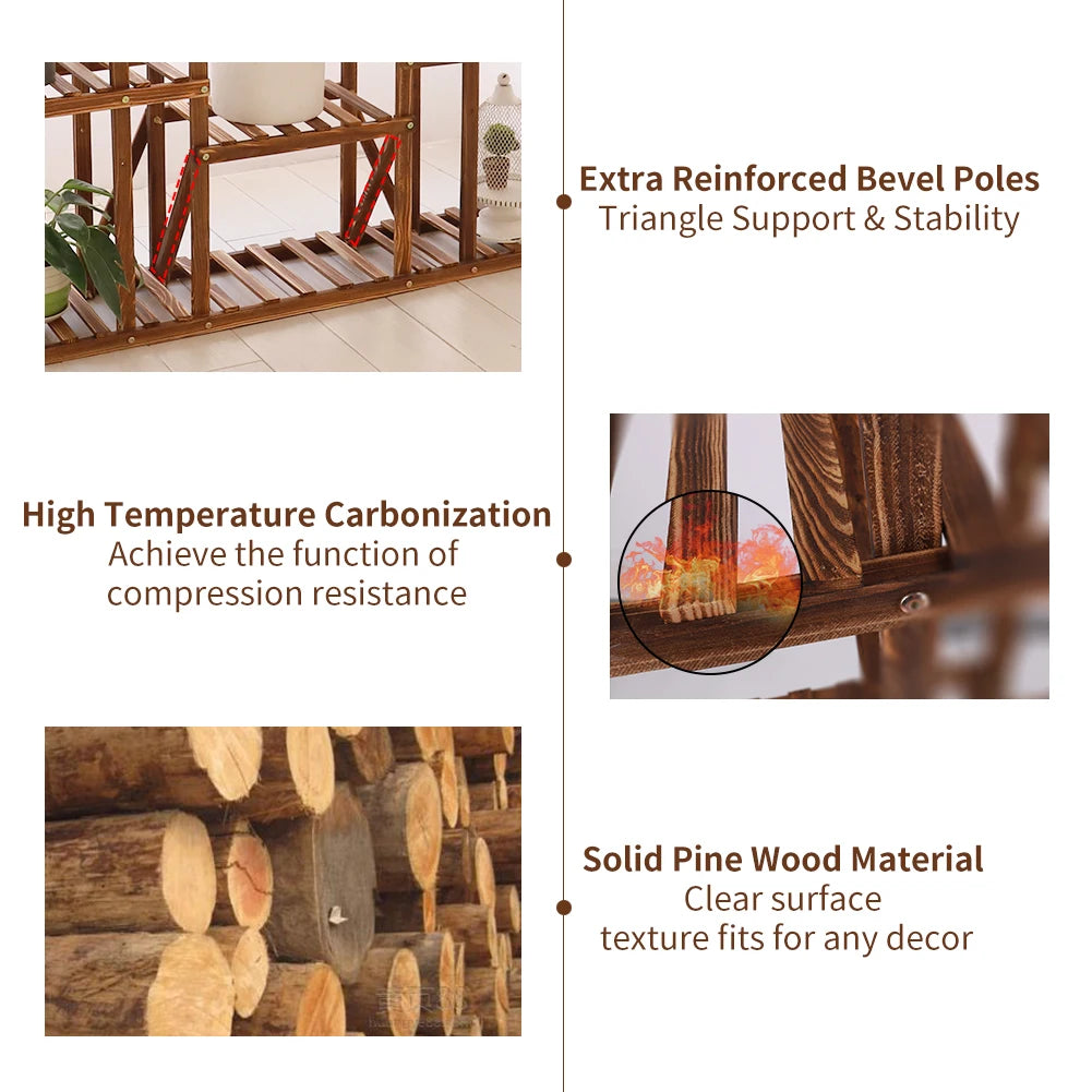 11 Tier Wood Plant Stand Display Rack For Home Decor
