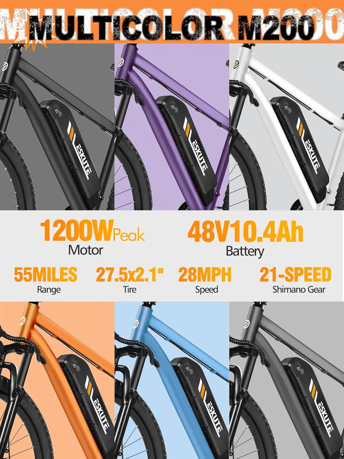 Professional Electric Mountain Bike Equipped With 1200 Watt Motor