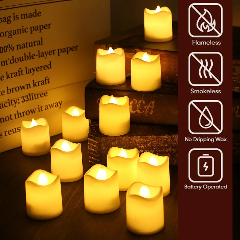 LED Flameless Tea Light Candles Battery Operated Votive Home Decor