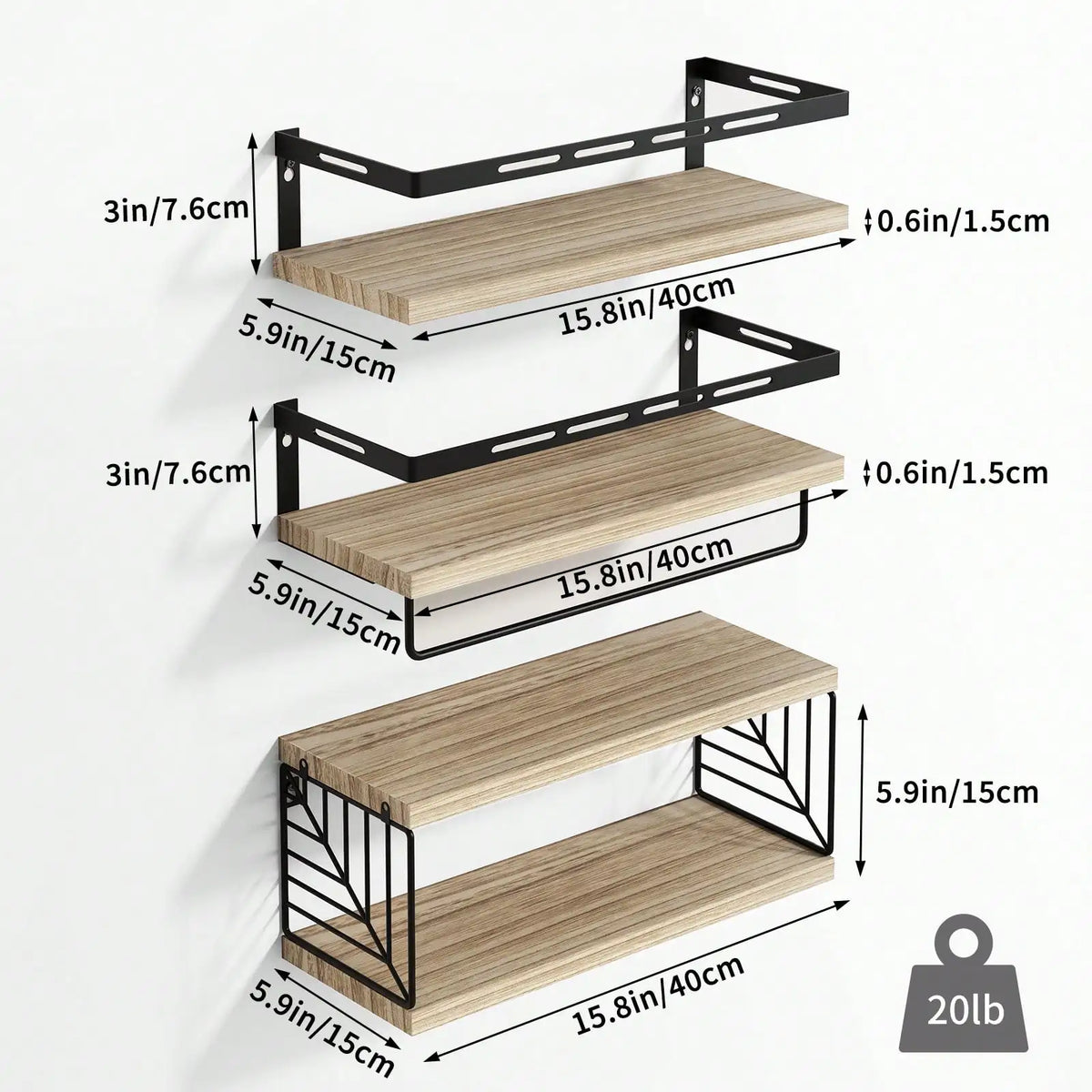 Wooden Wall Mounted Bathroom Floating Shelves With Towel Bar Bracket