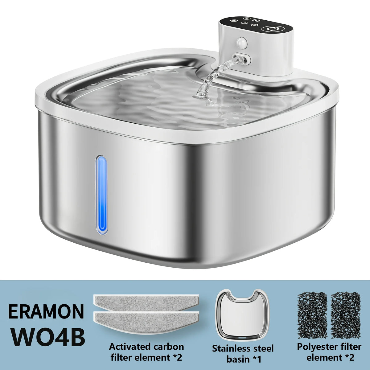 Eramong Wireless Cat Water Fountain Featuring Smart Motion Sensor