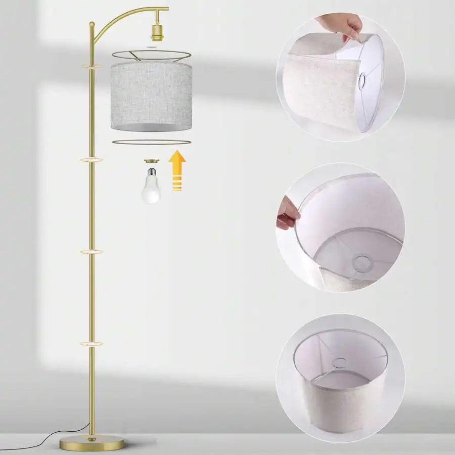 Contemporary Arched Floor Lamp With Remote Control And Included Bulb