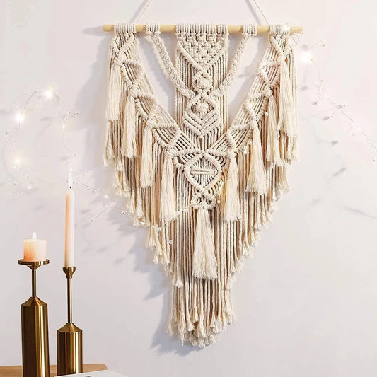 Bohemian Handwoven Macrame Wall Hanging Tapestry Geometric Cotton Decor