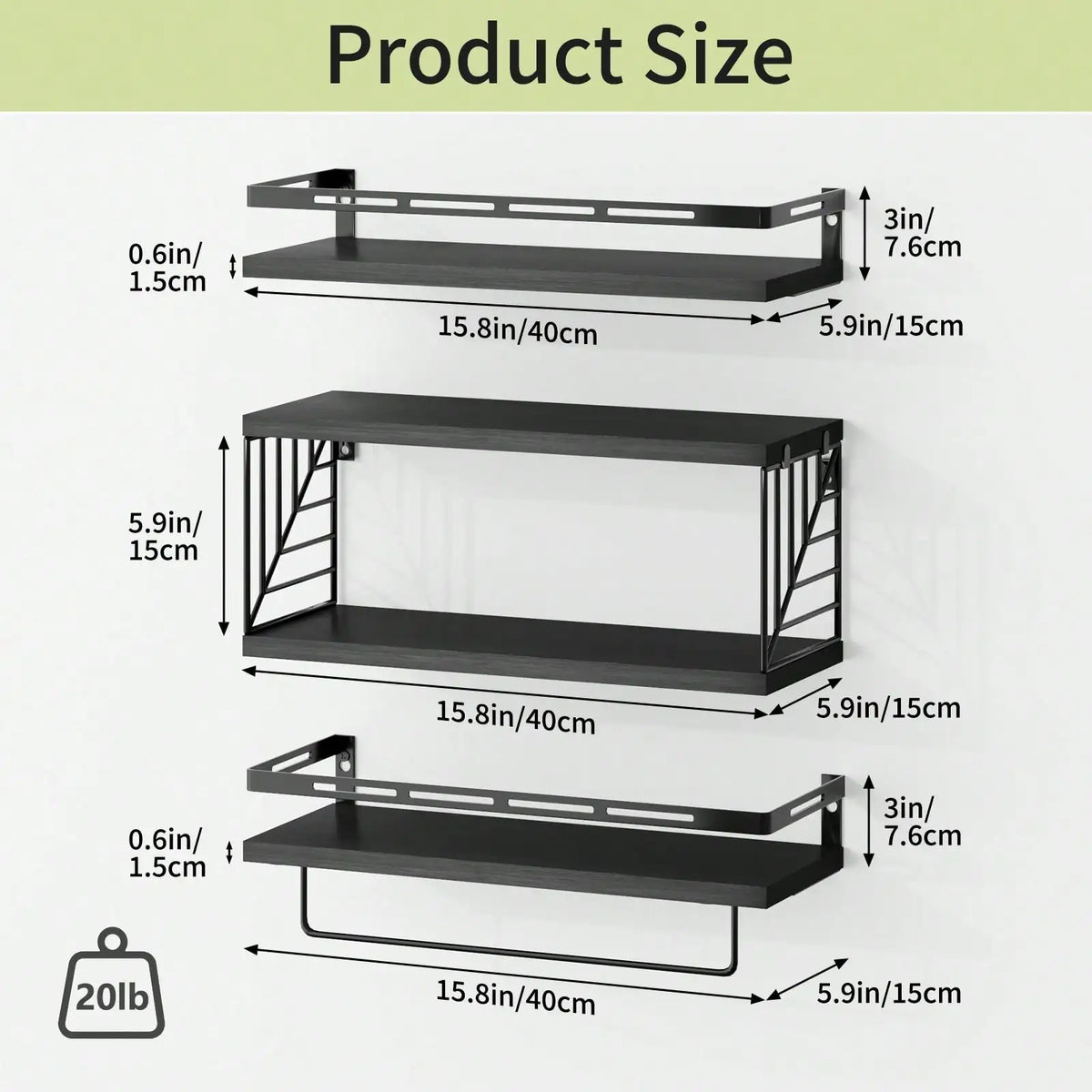 Wooden Wall Mounted Bathroom Floating Shelves With Towel Bar Bracket
