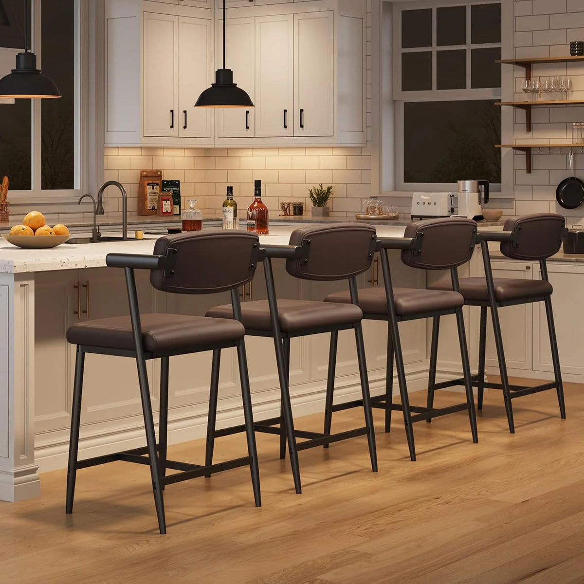 HiMISS Counter Height Bar Stools Set With Arms And Footrest