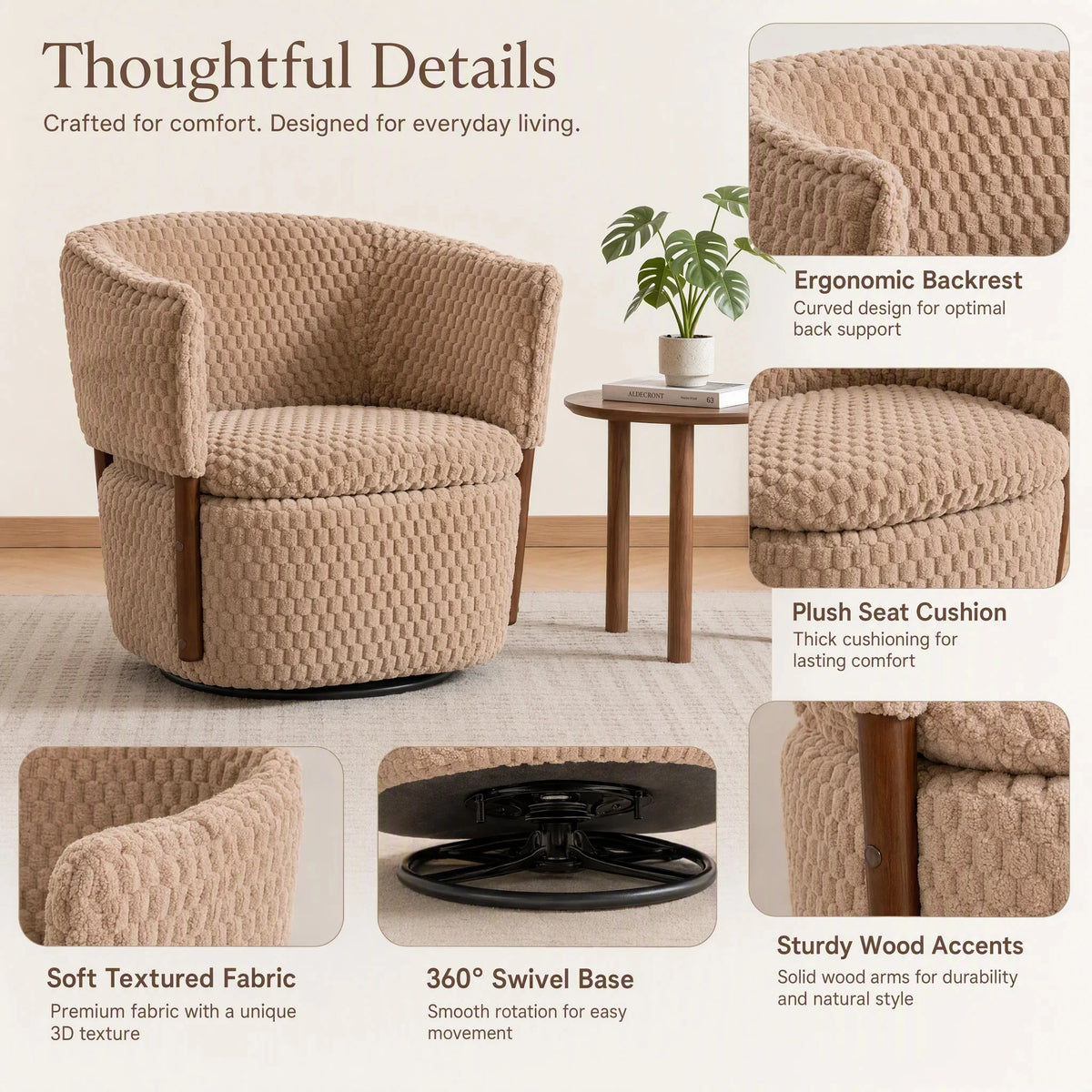Modern Rotating Storage Sofa With Wooden Frame And Cushions