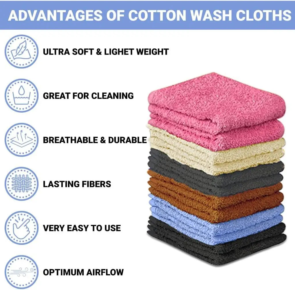 Soft Absorbent Cotton Washcloth Set For Face And Gym Use