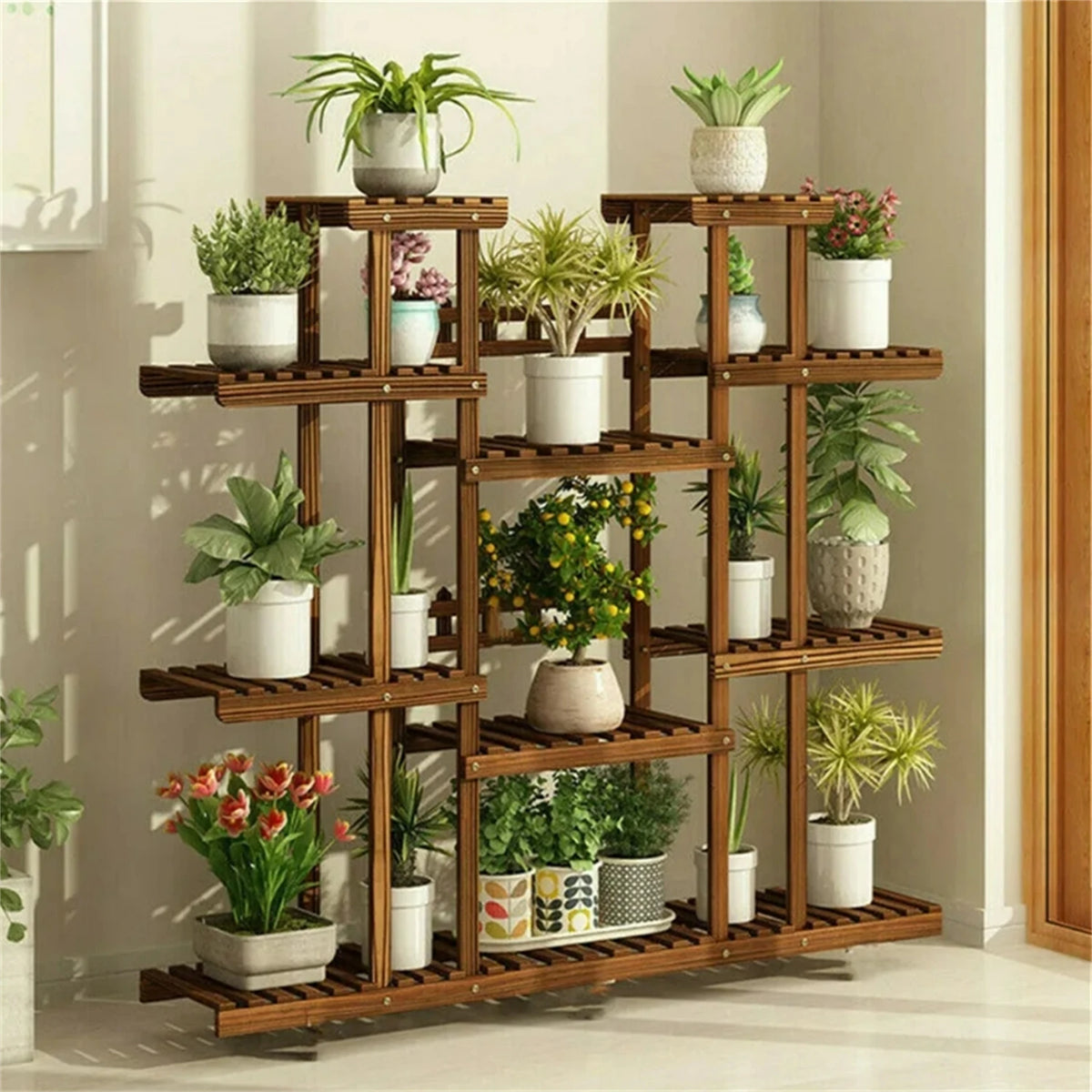 11 Tier Wood Plant Stand Display Rack For Home Decor