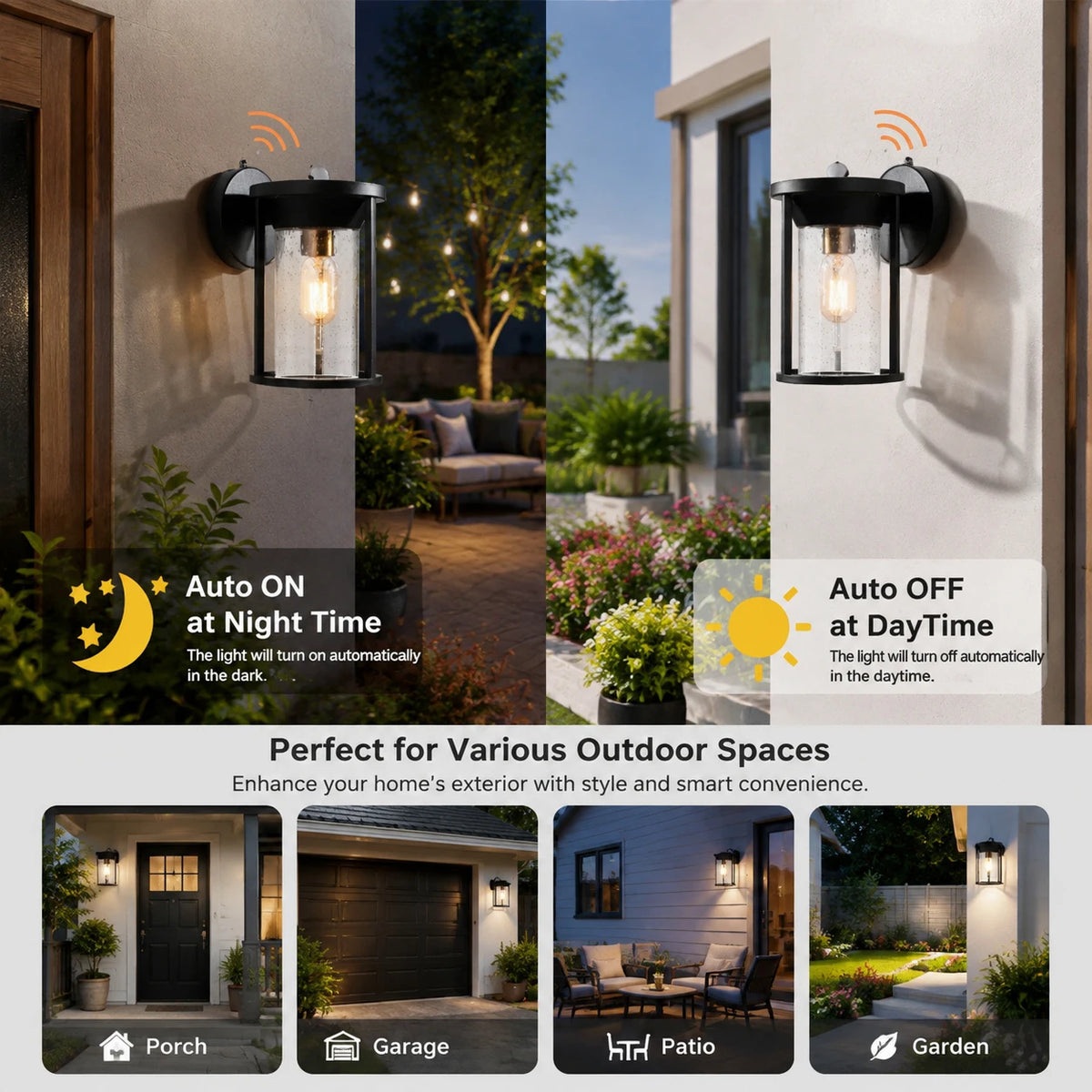 Weatherproof Outdoor Wall Lantern With Dusk To Dawn Light