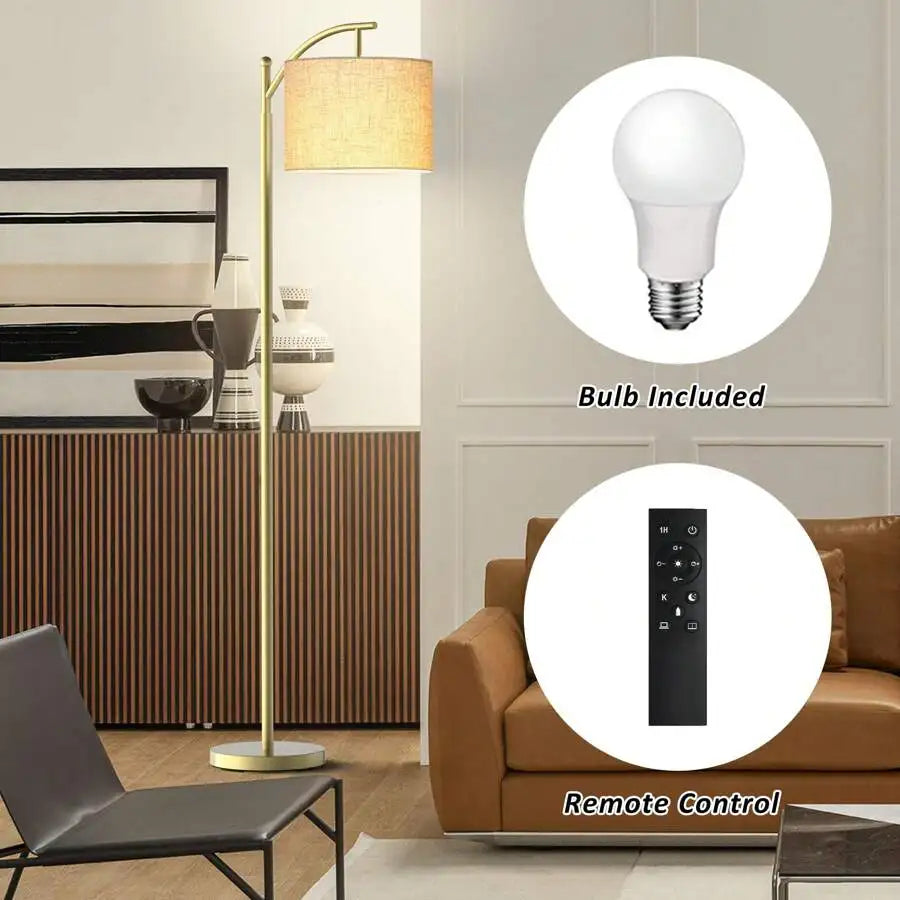 Contemporary Arched Floor Lamp With Remote Control And Included Bulb