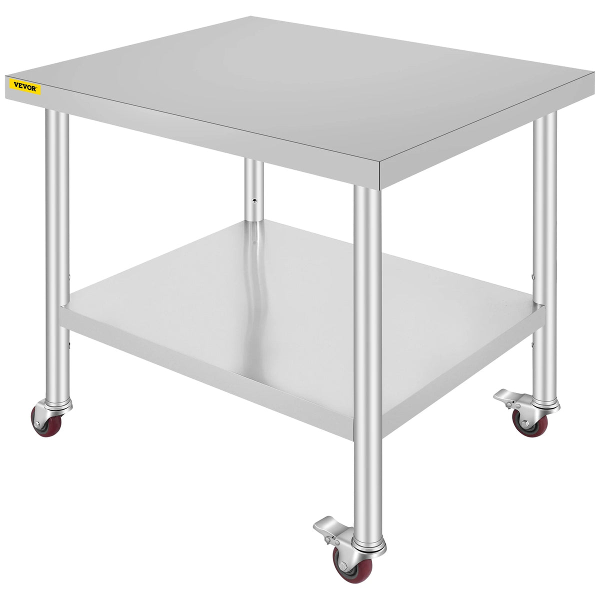 SucceBuy Stainless Steel Kitchen Prep Table With Casters And Rack