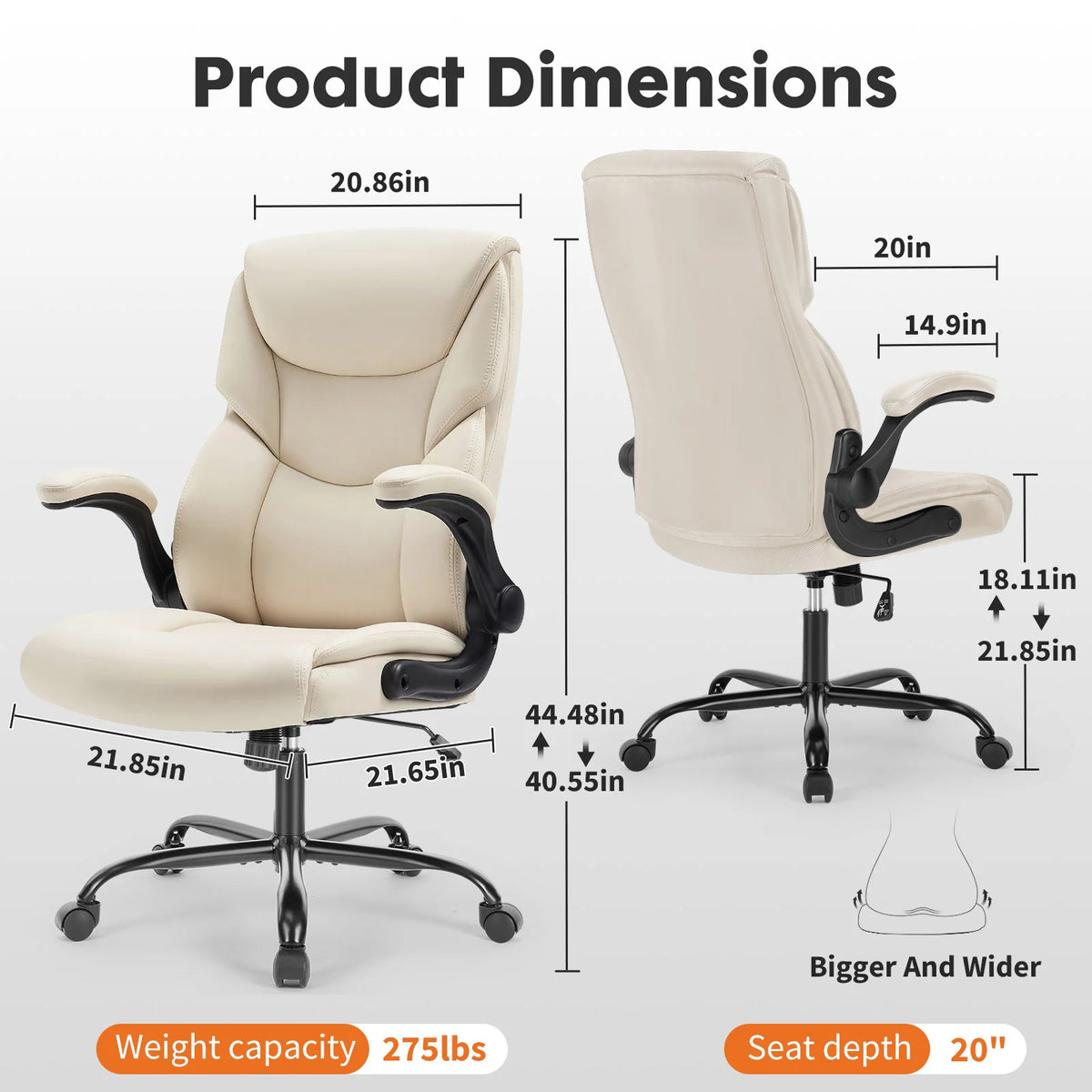 JHK Ergonomic Office Chair With Adjustable Height And Armrests