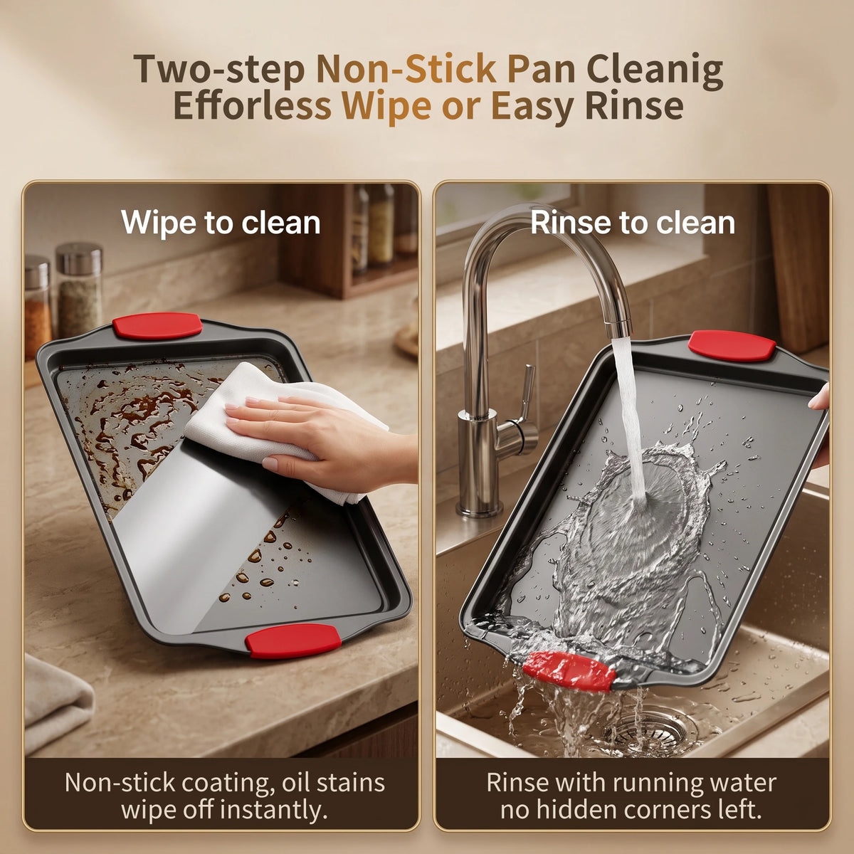 Premium Carbon Steel Nonstick Rimmed Baking Pan Set