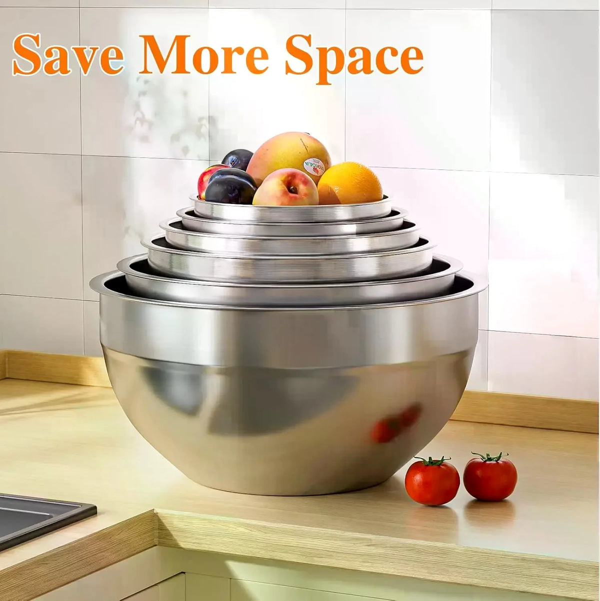 Stainless Steel Mixing Bowl Set With Lids And Attachments