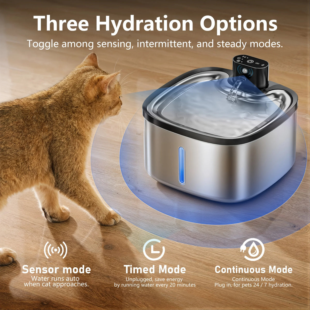 Eramong Wireless Cat Water Fountain Featuring Smart Motion Sensor