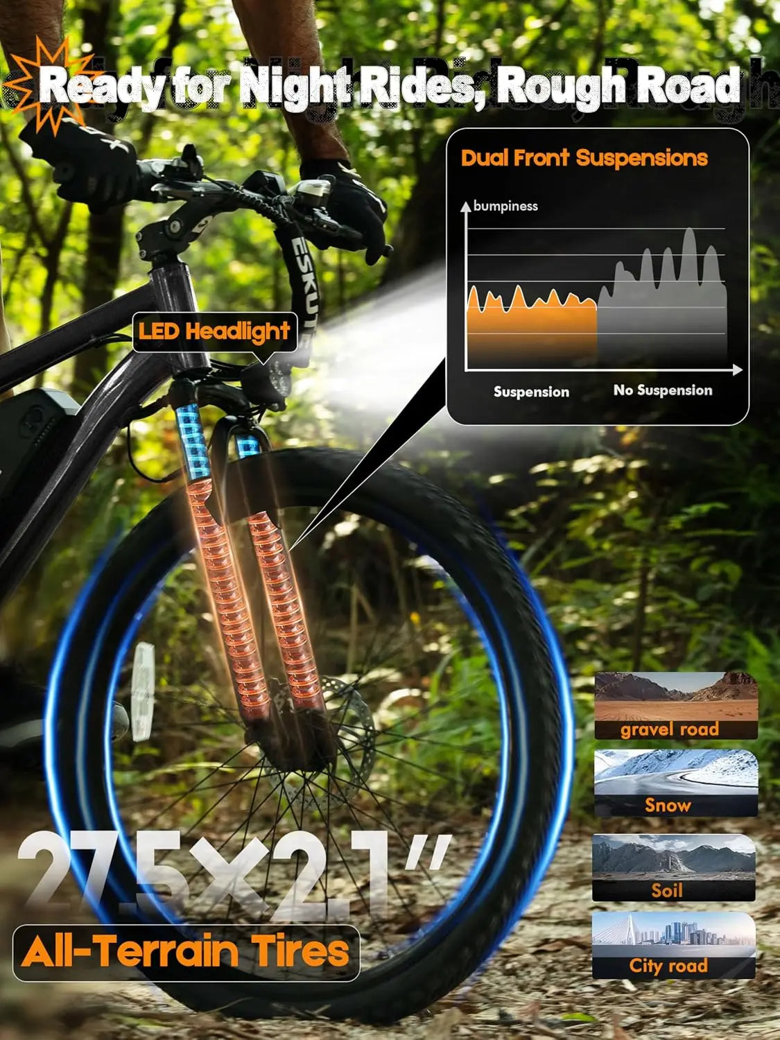 Professional Electric Mountain Bike Equipped With 1200 Watt Motor