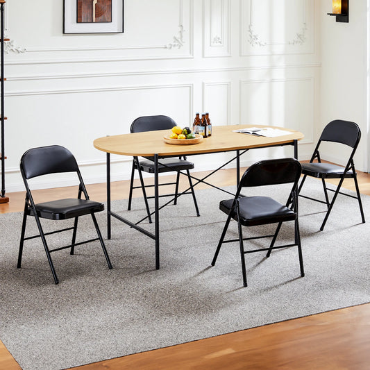 JHK Padded Faux Leather Folding Chairs 4 Pack Modern Home