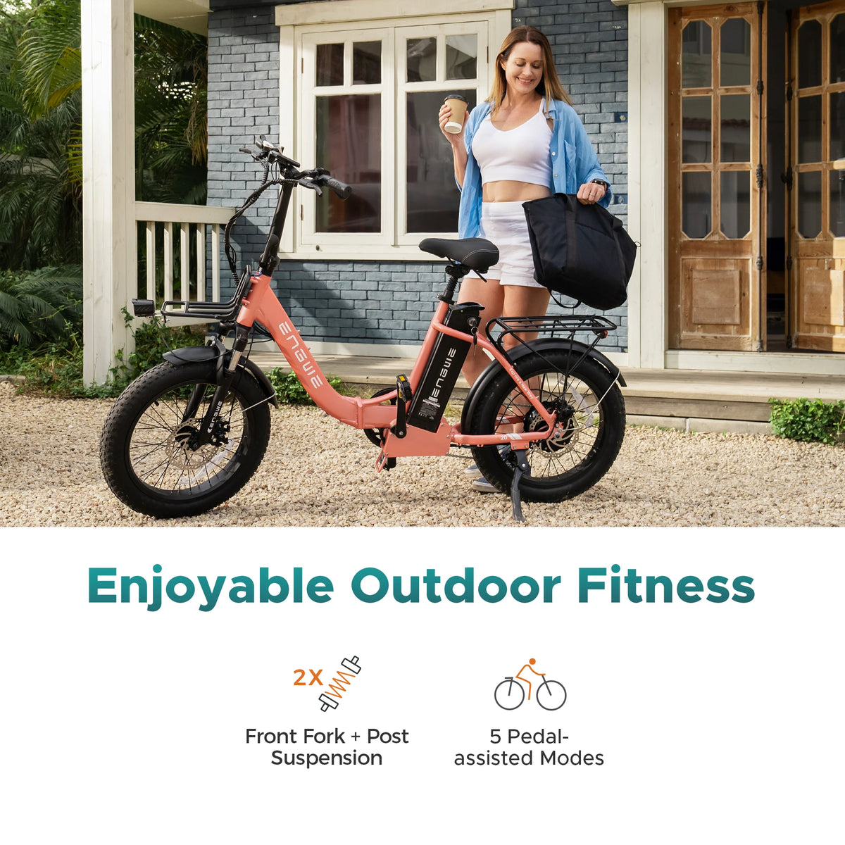 ENGWE L20 Fat Tire 750W Foldable Electric Bike Dual Suspension