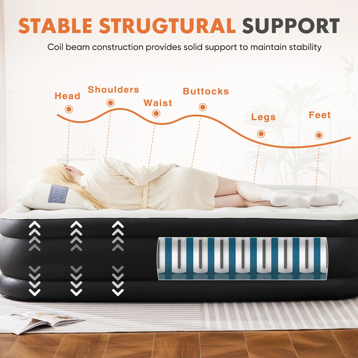 MCQ Inflatable Air Mattress With Built Pump And Reliable Support
