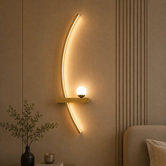 Modern Curved Crescent LED Wall Lamp With Three Color Switching