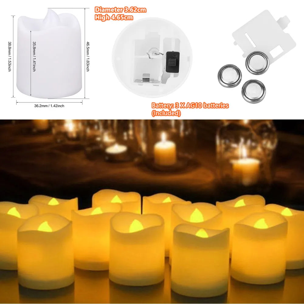 LED Flameless Tea Light Candles Battery Operated Votive Home Decor