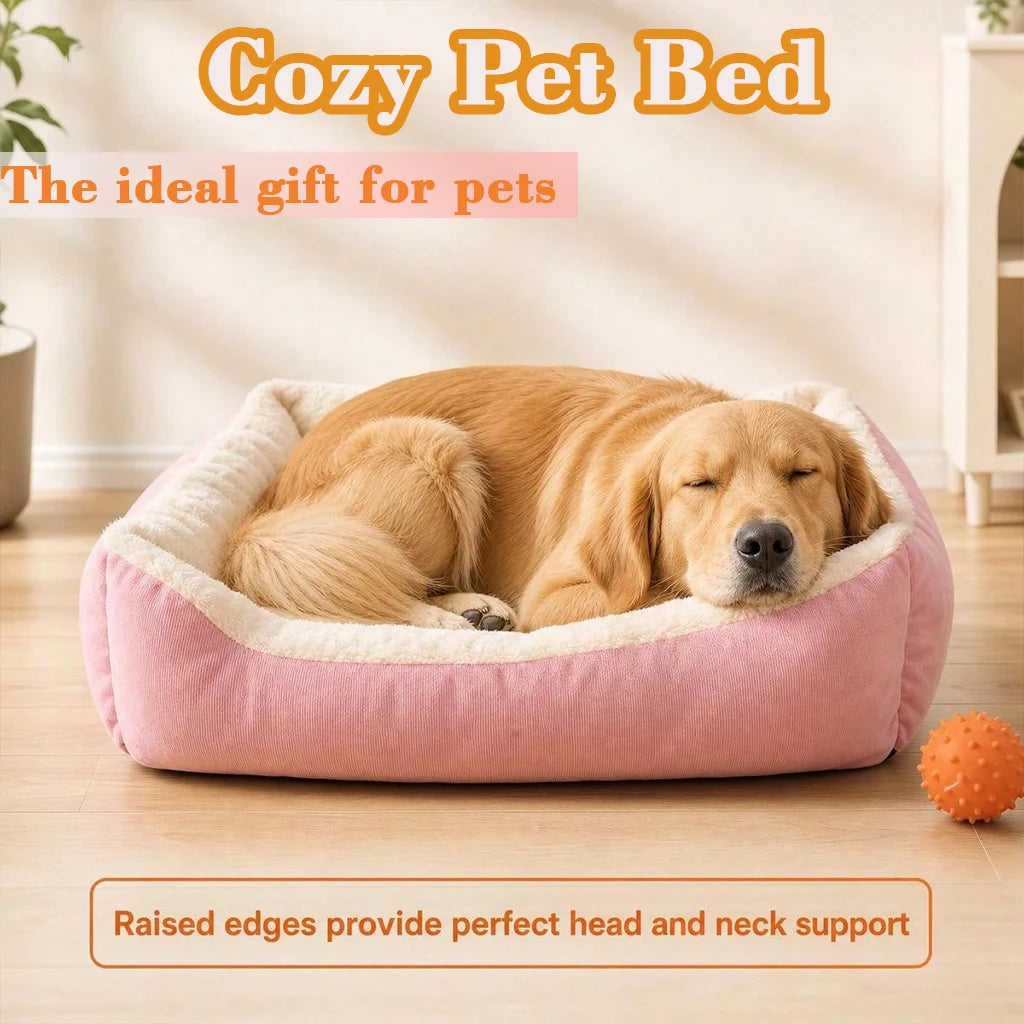 Orthopedic Plush Pet Bed With Corduroy Raised Edges